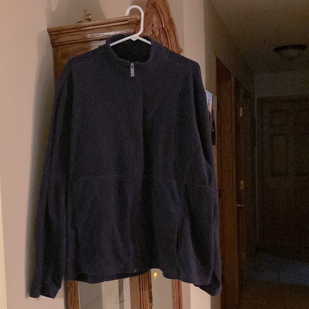 Mens XXL Eddie Bauer, navy, fleece zip up jacket with pockets